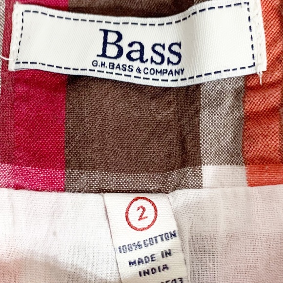 Bass 100% Cotton Preppy Madras Plaid Fully Lined Mini Skirt Summer Seersucker - Picture 8 of 10